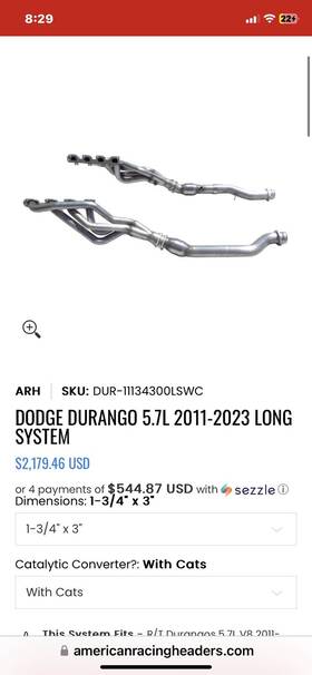 Dur-11134300lswc Dodge Sku Durango 5.7l 2011-2023 Long System With Cats