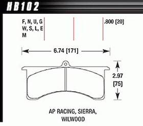 Hb102m.800 Hawk Black Pads Ap Racing 6 Sierra/jfz Wilwood