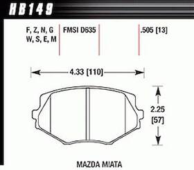 Hb149s.505 Hawk Ht-10 Pads Mazda Miata Mx-5 1.8l