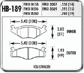 Hawk Hb189e.595 Performance Brake Front Pads Volkswagen