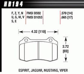 Hb194v.570 Hawk Ht-14 Pads Viper Mustang Lotus