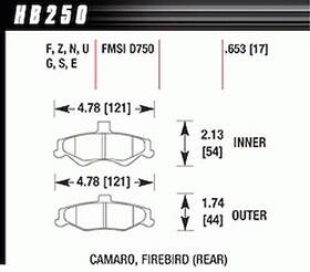 Hb250s.653 Hawk Ht-10 Pads Camaro Firebird Rear