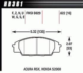 Hb361s.622 Hawk Ht-10 Pads Honda S2000/civic Type R Acura Rsx