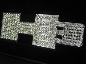 Idfr Hm710-04c H3 Emblem Crystal / Chrome Style Hummer Logo Diamond Bling Finish