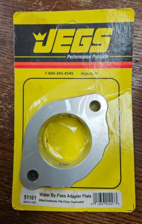 51101 Jegs Water By-pass Adapter Plate Billet Alum. Sbc