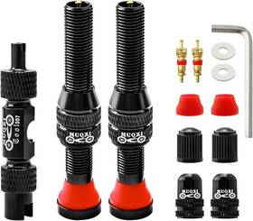 Muqzi 682141388232 Tubeless Schrader Valve Stems Kits - Alloy Bike 60mm Black