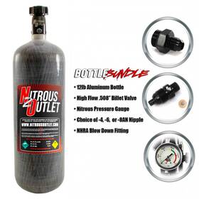 Nitrous Outlet 841400153428 12lb Composite Bottle Bundle - .508 Id Billet Valve/4an Nipple/n