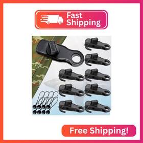 Oppkept Tent-1 Tarp Clips Clamps Heavy Duty Lock Grip With Bungee Cords Shark Shade Cloth Back