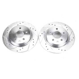 Ebr1066xpr Power Stop Drilled And Slotted Rear Rotor Set For Volvo C30 / C70 S40