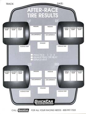 51-215 Quickcar Tire Setup Chart - After Race 50 Sheet In A Pad Each