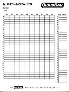 51-236 Quickcar Qualifying Chart - 50 Sheet In A Pad Each