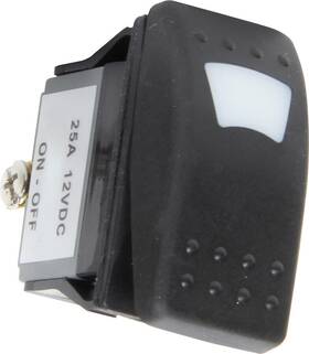 52-609 Quickcar Rocker Switch - On / Off 12v Green Lighted Plastic Black Each