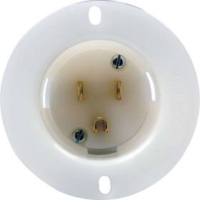 57-710 Quickcar Accessory Plug-in - 110v Flange Mount 3-prong Male Socket Each