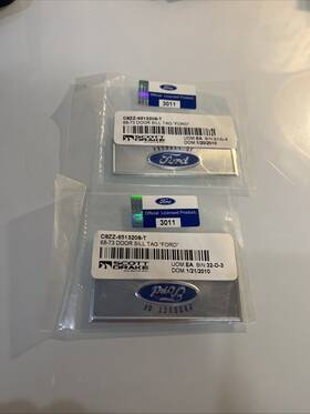 C8zz-6513208-t Scott Drake Mustang 1968 1973 Door Trim Sill Plate Emblems Pair