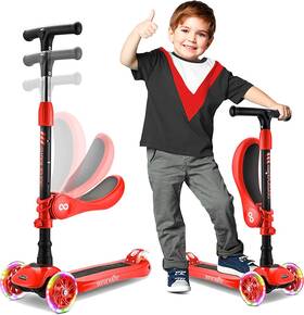 Slks41 Serenelife 3-wheel Kids Scooter With Seat Red