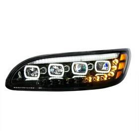 35843 United Pacific Headlight L/h Black Quad Led With Directional &
