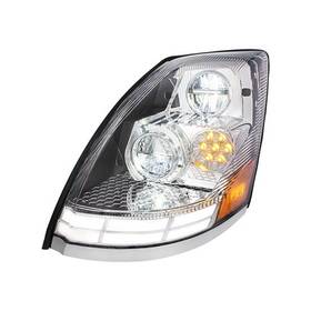 United Pacific 35893 Headlight L/h Chrome Led With Abs Rear Housing Dua