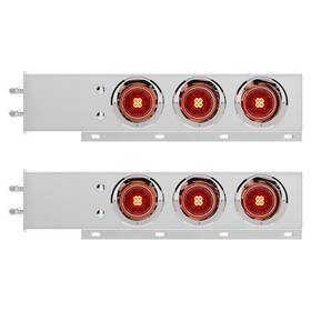 United Pacific 61012 Light Bar With Visors Polished Stainless Steel Red