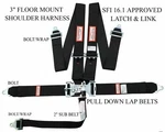 Racerdirect.net New 3" Sfi 16.1 Latch & Link 5 Point Racing Harness Belt Black. Fixed Price $89.95.