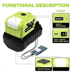 18W Usb Charger Battery Adapter For Ryobi 40V With 5W Led Light Typec. Fixed Price $21.99.