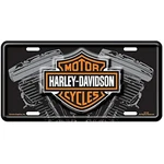 Harley-davidson License Plate With Bar And Shield Logo Orange V-twin Engine. Fixed Price $14.90.