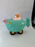 Vintage Clay Art San Francisco "cat Racer" Cookie Jar Driving Fish Car Large. Fixed Price $120.00.