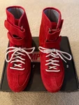 Simpson Auto Racing Boots, Red 10 1/2 Size Used With Box. Fixed Price $50.00.