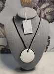 Calvin Klein Disc Pendant Cord Necklace White Silver Tone Nwt Box. Fixed Price $18.99.