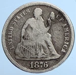 1876 P United States Us Silver Seated Liberty Vintage Antique Dime Coin I111018. Fixed Price $256.20.