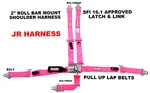 Jr Dragster Harness Sfi 16.1 Five Point Latch & Link Roll Bar Mount Belt Pink. Fixed Price $89.09.