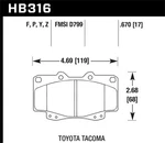 Hawk HB316Y.670 Lts Disc Brake Pad Fits Suv/truck, Low Dust, Quiet, Street Legal. Fixed Price $77.28.