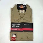 Nwt Dickies Long Sleeve Twill Work Shirt Mens 2XL Tall Khaki Original Easy Care. Fixed Price $25.00.