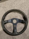 Momo Corse Racing Steering Wheel Leather 3 Spoke Rare Type. Fixed Price $80.00.