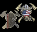 Fire Mans Prayer Coin Danger Stars & Stripes Flag Usa Axe 3D Helmet Mask Badge. Fixed Price $13.40.