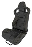Jegs Racing High Back Sport Seat, Black Leather W/yellow Diamond Stitched. Fixed Price $302.98.