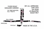 Rjs Sfi 16.1 5PT Cam Lock Jr Dragster Floor Mount Belt Black 1017401. Fixed Price $149.99.