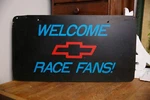 Chevrolet Sign Vintage Welcome Race Fans Dragster Nascar Racing Hot Rod. Fixed Price $61.75.