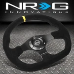 Nrg 320MM Zero Dish 3-SPOKE Flat Bottom Steering Wheel Black Suede Yellow Stripe. Fixed Price $160.00.