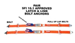 Bolt 2" Lap Belts Latch & Link Racerdirect Sfi 16.1 Orange Pair. Fixed Price $91.95.