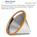 Willow & Everett Pour Over Coffee Dripper Reusable Cone Filter Strainer. Fixed Price $21.88.