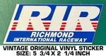Richmond International Raceway - Vintage Original Vinyl Decal Sticker Racing. Fixed Price $8.68.