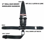 Super Stock Sfi 16.1 Approved 5 Point Race Harness Black Roll Bar Mount. Fixed Price $100.05.