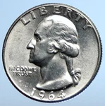 1964 United States Usa President Washington Old Silver Quarter Coin I111044. Fixed Price $118.20.
