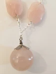 Massive 1 Inch Undrilled Pink Pool Of Rose Quartz Focal Silver Plate Figaro Nos. Fixed Price $23.44.