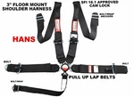 Black Floor Mount Race Harness 5 Point Pull Up Lap Belts Hans Device. Fixed Price $159.99.