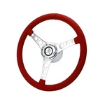 Steering Wheel Nostalgic Corvette Polished Ss/red Leather 3-SPOKE 15.0" Dia. 9-B. Fixed Price $637.99.