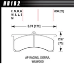 Hawk Brake #HB102U.800 Wilwood Gn Ap DTC-70. Fixed Price $315.89.