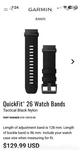 Garmin Quickfit 26 Watch Bands Tactical Black Nylon 010-13010-00 No Box. Fixed Price $99.00.