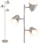 3-LIGHT Mid Century Floor Lamp With Adjustable Heads, Silver. Fixed Price $126.99.