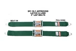 Safety Harness New Pair 3" Latch & Link Lap Belt 2 Point Racing Green. Fixed Price $94.95.
